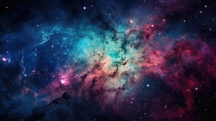 A colorful galaxy with a blue and pink background