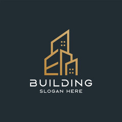E letter and building logo. luxury logo. logo architect. line logo. suitable for your company.