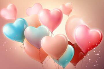 Fototapeta na wymiar Background with heart balloons generative ai