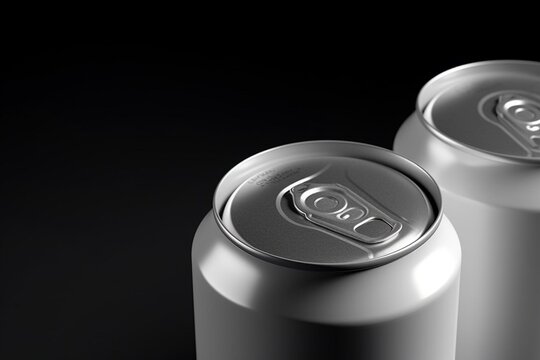 A white isolated mockup of empty aluminum cans for sweet drinks. Generative AI