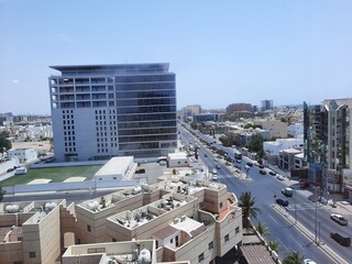 A beautiful aerial view of the commercial city of Jeddah, Saudi Arabia.