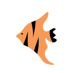 Sea fish in orange color isolated. flat style design. Water fauna animals live underwater in the ocean or the sea isolated on white background. Vector illustration EPS