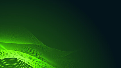 Abstract dot green wave gradient texture technology background.