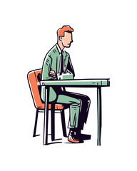 Successful businessman sitting at desk working Generative AI