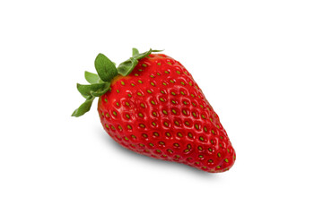 Ripe red strawberry isolated on white background.