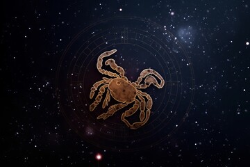 Zodiac sign symbol scorpio on the background of space from generative ai
