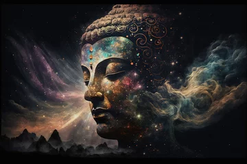 Fotobehang Meditating Buddha experiencing a transcendental phase. Generative AI  © AJay