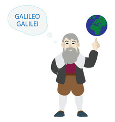 illustration of physics, Galileo's theory of the world, Galileo's belief in Copernicus' theory that Earth and all other planets revolve around the Sun, heliocentric center model