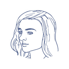 Cheerful drawn young adult woman Generative AI