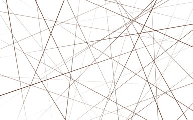 Chaotic abstract brown line background. Random geometric line seamless pattern. Brown outline monochrome texture. Vector illustration.