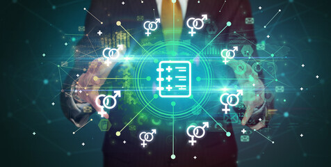 Hand holding healthcare icons concept