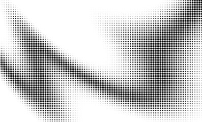 Monochrome gradient halftone dots background. Vector illustration. Big wave