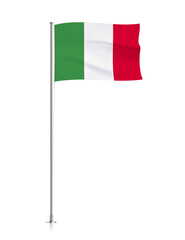 Italy flag, waving flag of Italy on a pole 
