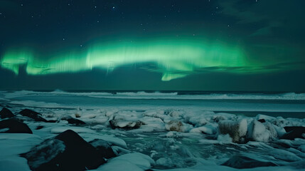 Fototapeta na wymiar northern lights at night in over the arctic. Generative AI
