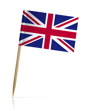 United Kingdom, uk, Paper, Flag, on a toothpick, On White Background