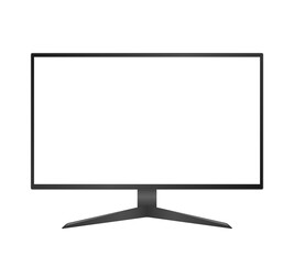 Computer monitor vector mockup. Pc template with blank screen. Desktop isolated on white or transparent background.