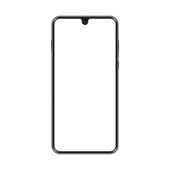 Smartphone vector mockup. Mobile phone template with blank screen. Cell phone device isolated on white or transparent background.