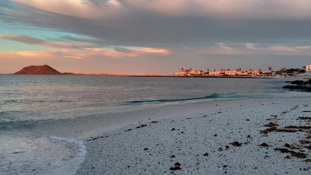 Playa Vista Lobos in the evening sunlight Corralejo Fuerteventura 