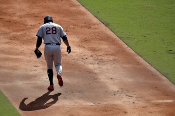 Baseball Player on Field, Stadium Crowd Watching, Exciting Game, Generative AI
