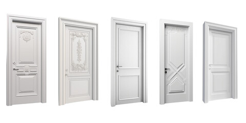 Doors set on the png background created with ai technology