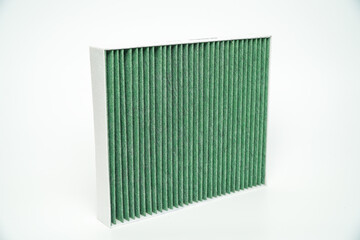 Car interior air filter isolated on white background,PM2.5 dust concept inside the car,Auto parts concept, clean air