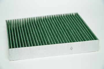 Car interior air filter isolated on white background,PM2.5 dust concept inside the car,Auto parts concept, clean air