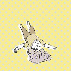 道に寝転がってぐずっている子どもの手描きイラスト