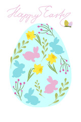 A postcard ready on the theme of Easter, digital illustration, hand-drawn.