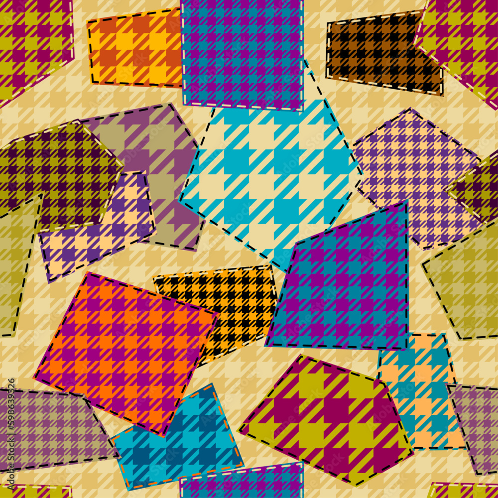 Poster Textille patchwork pattern. Seamless Vector image. Gingham plaid pattern.