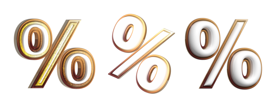 A set of numbers with the word percent on them