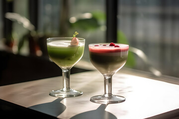 Non alcoholic fruity cold summer cocktail drinks