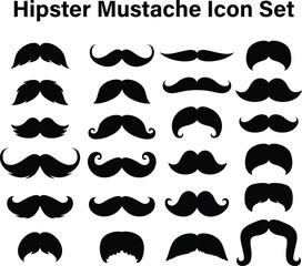 Hipster Mustaches collection, Men beard set, 70's beard. EPS 10
