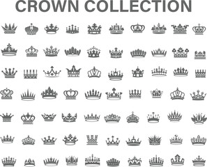 Crown collection, king hat, set of crown. EPS 10