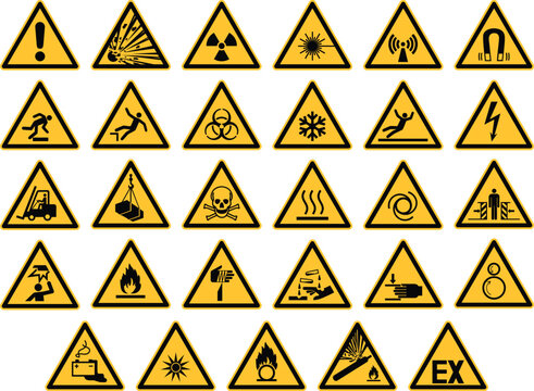 Yellow Hazard collection, Warning sign, Construction warning. EPS10