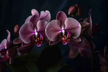 Fototapeta na wymiar Beautiful orchid blooms. Generative AI