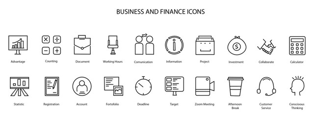 Obraz na płótnie Canvas Loan related vector line icon set. Business and finance icons collection.