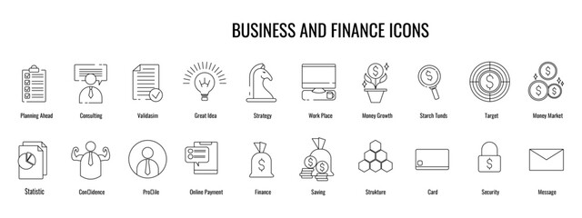 Fototapeta na wymiar Business and finance icons collection