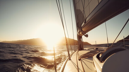 Sailboat in the sea, luxury summer adventure, active vacation in Mediterranean sea