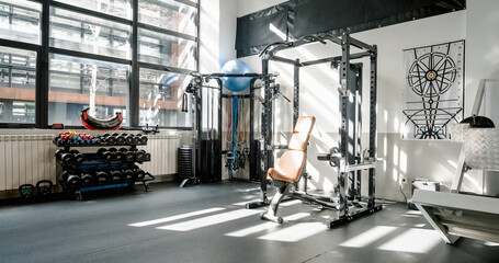 Modern gym with gym equipment