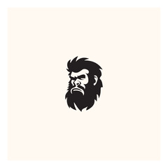 primitive caveman logo, an extinct species of archaic humans viewed from side