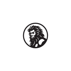 primitive caveman logo, an extinct species of archaic humans viewed from side