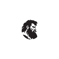 primitive caveman logo, an extinct species of archaic humans viewed from side