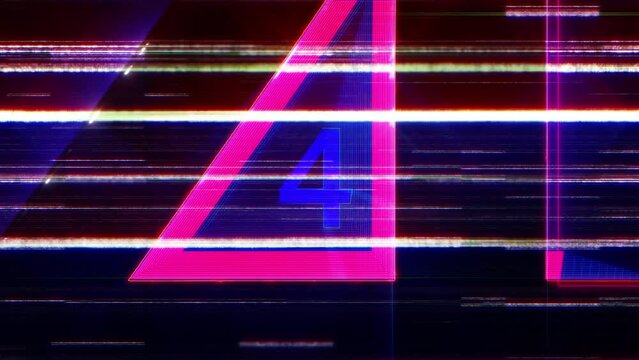 Five seconds Countdown Timer with line noise effect animation abstract background.  Five to zero count down art effect counting timer abstract background.