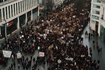 Protesting demonstration. Protest. Peaceful march of the country's for freedom and democracy. Generative AI