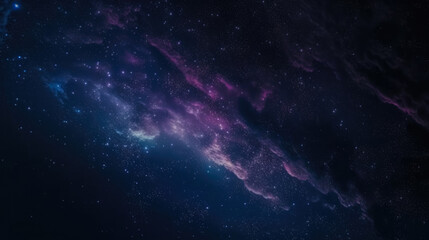 Naklejka na ściany i meble Realistic beautiful endless expanses of eternal space created with the help of artificial intelligence. Pleasant blue shades with purple and pink tints decorated with bright stars.
