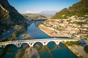 Berati view from the bridge over the Osumi  river