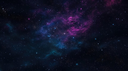 Fototapeta premium Realistic beautiful endless expanses of eternal space created with the help of artificial intelligence. Pleasant blue shades with purple and pink tints decorated with bright stars.