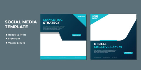 Set of Editable square banner template. yellow background color with stripe line shape. Suitable for social media post and web internet ads. Vector illustration with photo college