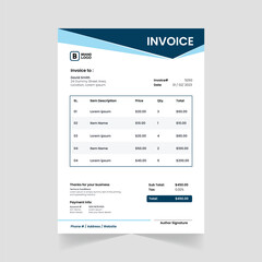 Print-Ready Creative Invoice Template for Corporate Businesses. Corporate invoice design with abstract elements for a unique touch