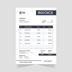 Print-Ready Creative Invoice Template for Corporate Businesses. Corporate invoice design with abstract elements for a unique touch
